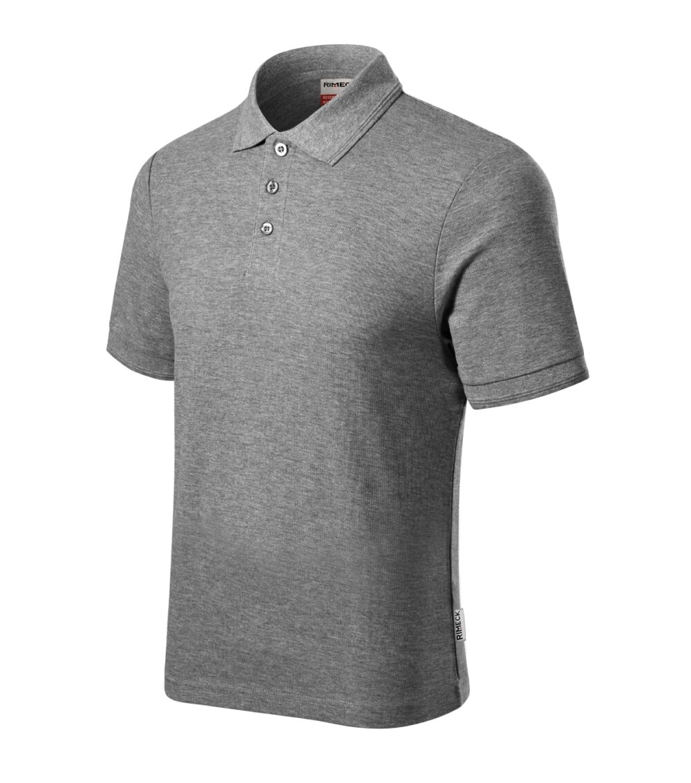 Koszulka polo męska RIMECK Reserve — Ciemnoszary melanż 12 (brand label)