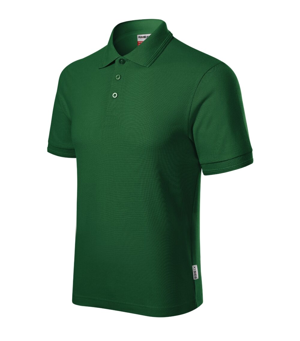 Koszulka polo męska RIMECK Reserve — Zieleń butelkowa 06 (brand label)