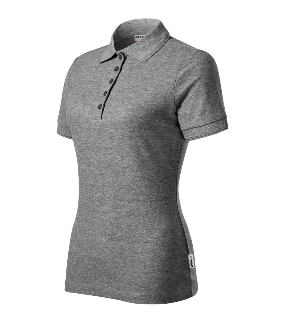 Koszulka polo damska RIMECK Reserve — Ciemnoszary melanż 12 (brand label)
