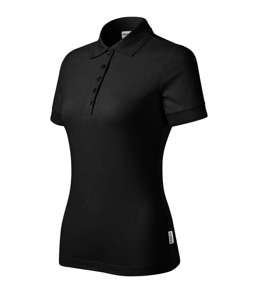 Koszulka polo damska RIMECK Reserve — Czarny 01 (brand label)